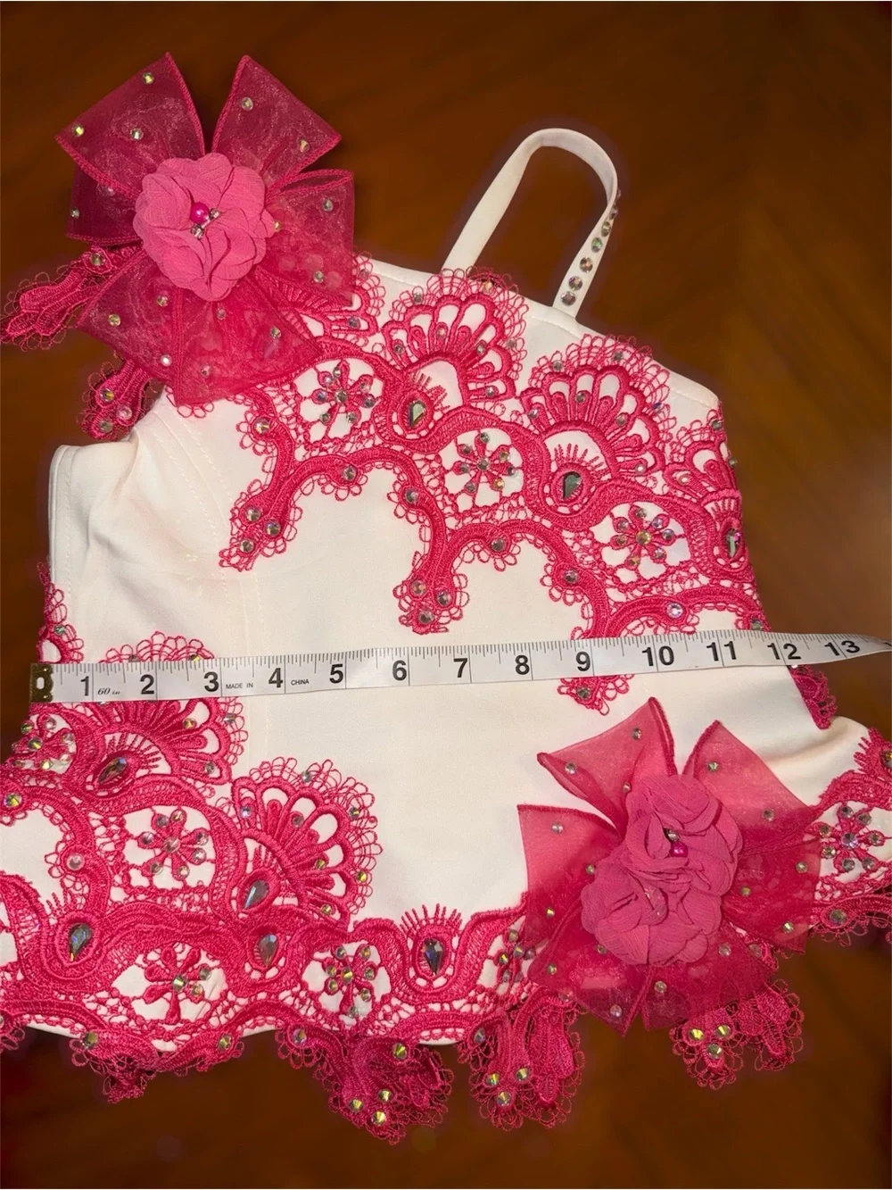 Girls glitz two piece pageant dress set hot pink & white